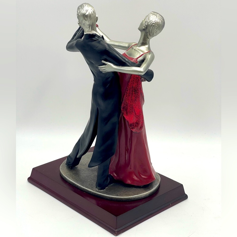 Vintage Art Deco Ballroom Dancing Couple; 10 1/2” Ceramic Statue on Wood Base - Picture 8 of 15